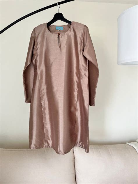 Kurung Pahang Shantung Silk In Brown Women S Fashion Dresses Sets