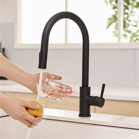 Flg Single Handle Touchless Gooseneck Pull Down Sprayer Kitchen Faucet Modern Smart 1 Hole Solid