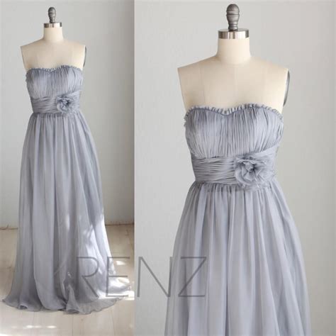 2015 Medium Grey Bridesmaid Dress Gray Strapless Wedding Dress