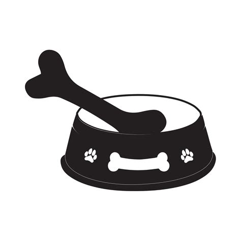 Dog Bowl With Bone Flat style icon vector illustration, black ...