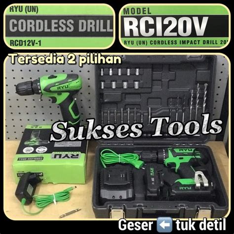 Jual Mesin Bor Baterai Ryu RCD 12V Cordless Impact Drill RCI 20V Set