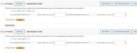 Solved Find The Maximum And Minimum Values And A Vector Chegg