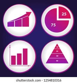 Business Chart Icon Set Neon Sign Stock Vector Royalty Free