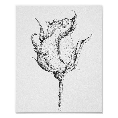 ROSE BUD POSTER | Zazzle | Ink pen drawings, Pen art work, Pen art