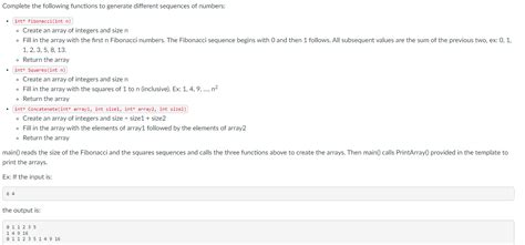 Solved Complete The Following Functions To Generate