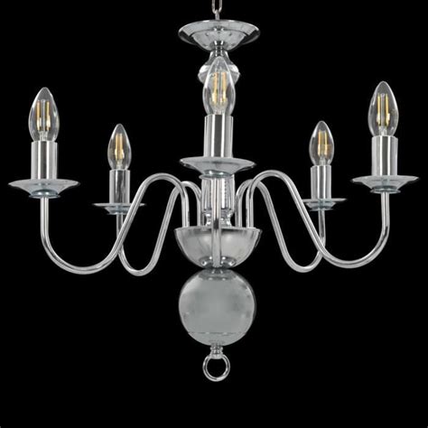 BEL Lustre en métal Argenté 5 ampoules E14 50 x 45 cm 220 240 V