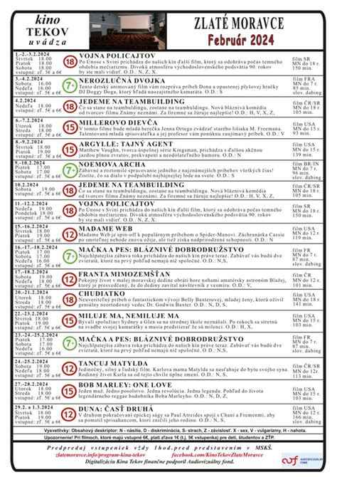 Program Kina Tekov Zlat Moravce Na Febru R Zm Sk Zlat