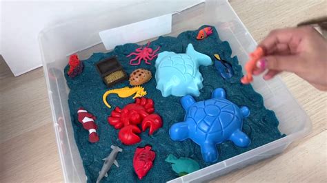 Diy Kinetic Sand Ocean Sensory Play For Kids Youtube