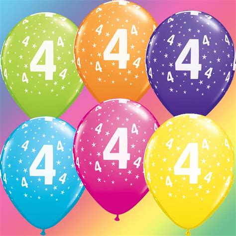 6 Ballons 11 Chiffre 4 Assortiment Tropical Qualatex Abc PMS