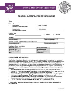 Fillable Online Hr Mst Position Classification Questionnaire Um System