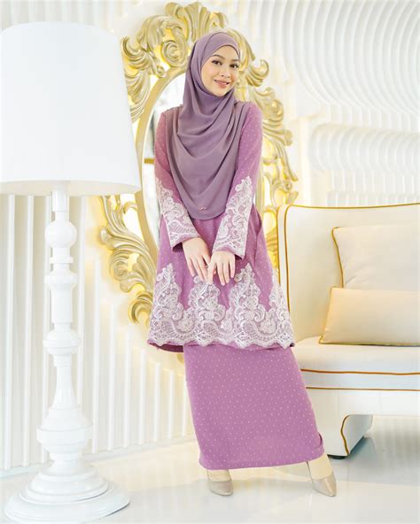 Baju Kurung Moden Lace Ratu Orchid Purple The Sultanah