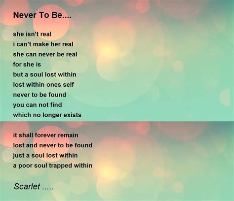 Never To Be Poem By Scarlet Poem Hunter