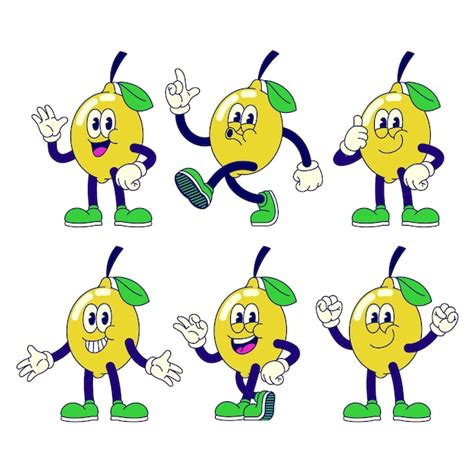 Premium Vector Funny Lemon Mascot Characters With Various Pose