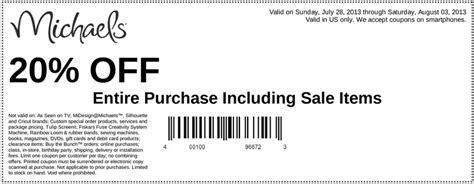 Michaels 20 Off Printable Coupon