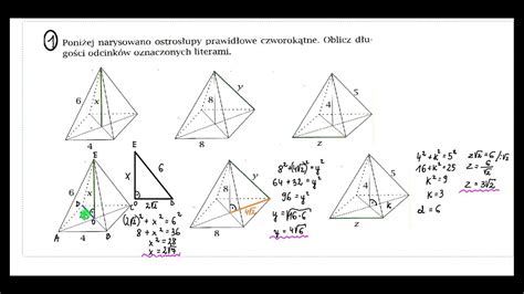 Poniżej Narysowano Ostrosłupy Prawidłowe Czworokątne Oblicz Długości