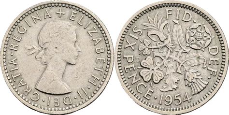 Großbritannien 6 Pence 1954 ss MA Shops