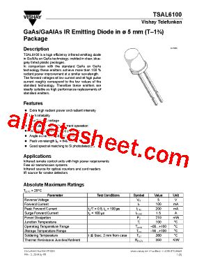 TSAL6100 Datasheet PDF Vishay Siliconix