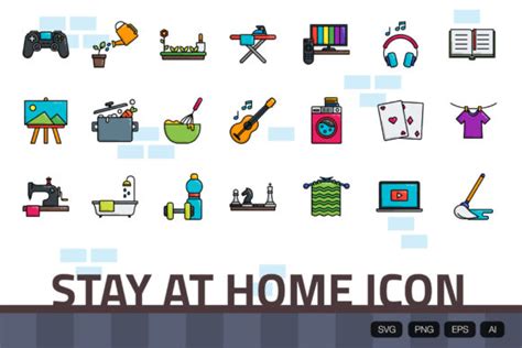 Stay At Home Icon Bundle Graphic By Vintagiodesign Creative Fabrica