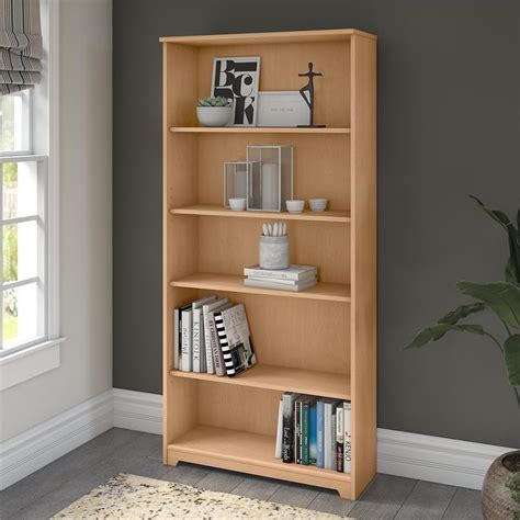 Bush Furniture Cabot Tall 5 Shelf Bookcase In Natural Maple Homesquare