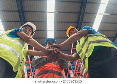 Diverse Man Woman Shaking Hands Warehouse Royalty Free Images Stock