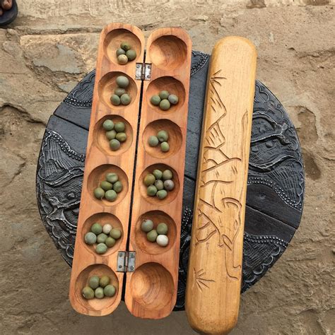 Mancala Board Game Juego De Mesa De Madera Oware Tablero Etsy