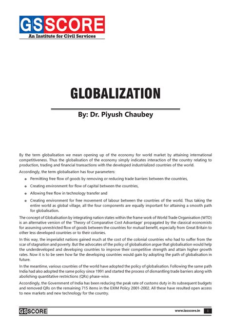 Globalisation PART 1 GLOBALIZATION By Dr Piyush Chaubey By The Term