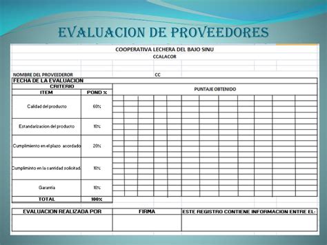 Criterios Para Evaluar Proveedores Usan