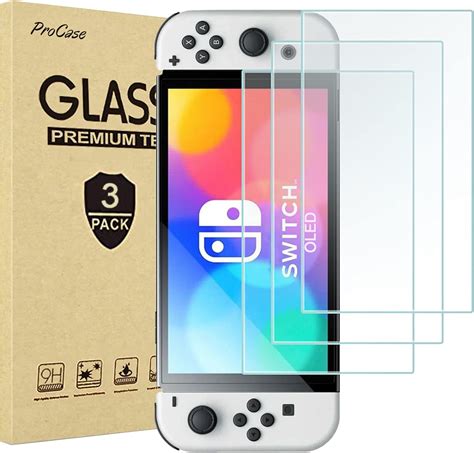 Procase 3 Verres Trempé pour Nintendo Switch OLED 2021 Film Protection