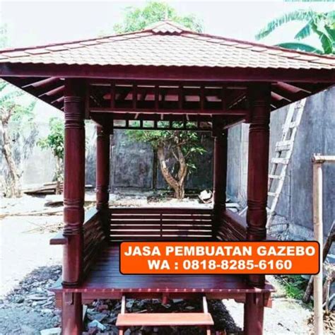 Gazebo Kayu Kelapa 2x2 Tiang Bubut Atap Sirap Kayu Ulin Gazebokayu Id