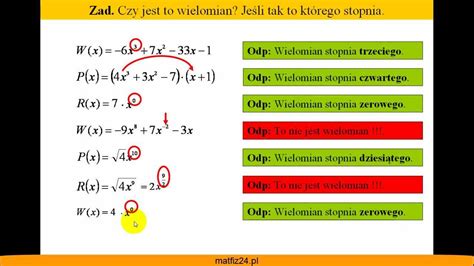 Podaj stopień wielomianu Przykłady Matfiz24 pl YouTube