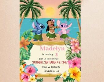 Angel And Stitch Birthday Invitation Etsy Australia