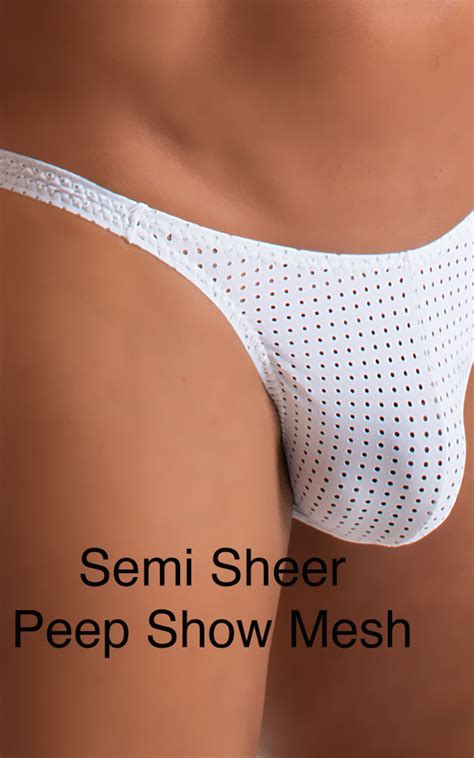 Mens Classic Brazilian Bikini Swimsuit In White Peep Show