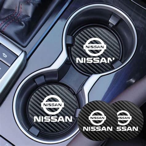 Pcs Carbon Fiber Coaster Anti Noise Water Cup Pad Cushion For Nissan