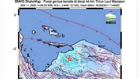 Gempa Terkini M5 1 Guncang Waropen Papua Berpusat Di Darat