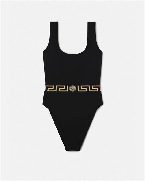 Versace Greca Border One Piece Swimsuit In Black Lyst