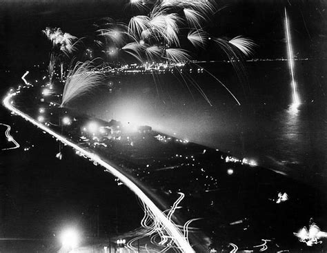 Fireworks over Santa Monica Bay, Santa Monica, California, 1928