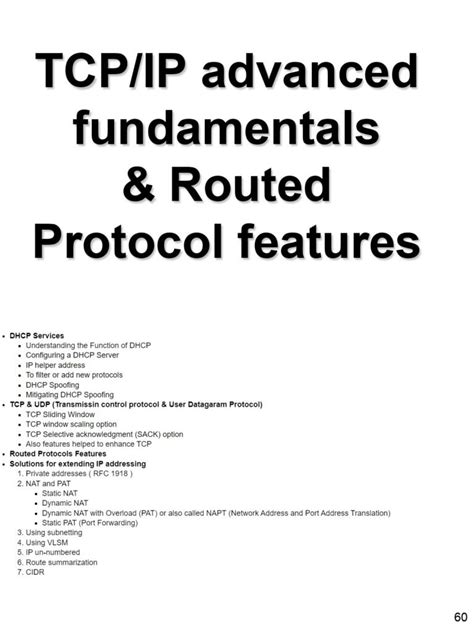 Summary Of Tcp Ip Advanced Fundamentals And Routed Protocol Features