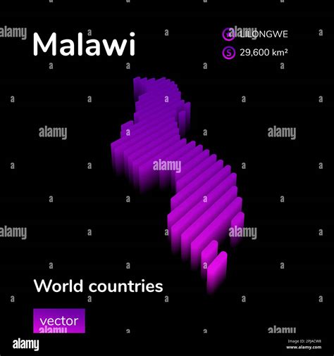 Malawi 3d Map Stylized Striped Vector Isometric Map Of Malawi Is In