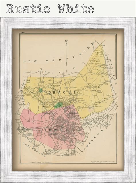 DRACUT and LOWELL Massachusetts 1889 Map Replica or Genuine - Etsy