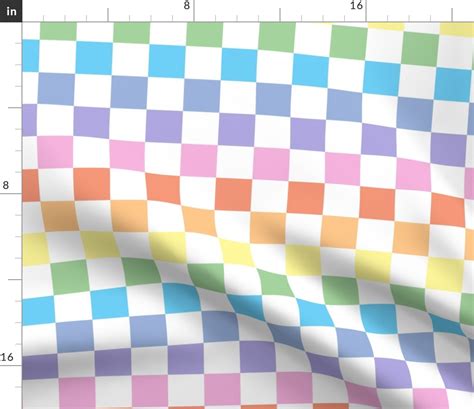 Bright Pastel Rainbow Checkerboard Fabric Spoonflower