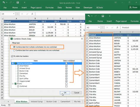 How to combine multiple Excel worksheets into one – user guide | XLTools