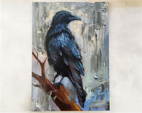 Crow Painting Original Bird Oil Painting Raven Painting - Etsy