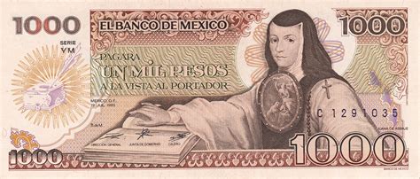 Hacer taquigrafía artería billete de 1000 pesos mexicanos 1985 cera