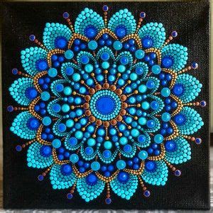 Blooming Vibrant Dot Mandala Hand Painted On Black Stretched Canvas