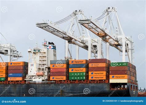 Container Ship RDO Concord Loading Containers at the Port of Seattle ...