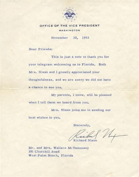 Richard M Nixon Typed Letter Signed 11 30 1955 Ebay