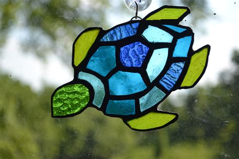 Stained Glass Sea Turtle Suncatcher Etsy