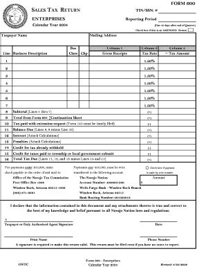 Fillable Online Form Enterprises Office Of The Navajo Tax