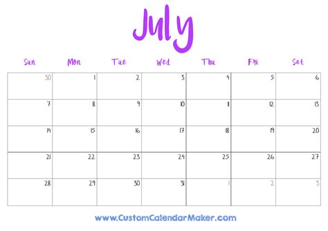 July Calendar Images Printable Pdf Avis Jocelin