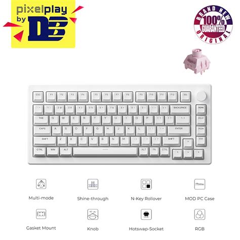 Akko MOD 007B PC Shine Through Multi Mode RGB Hot Swappable Mechanical Keyboard Ice Cream Pink